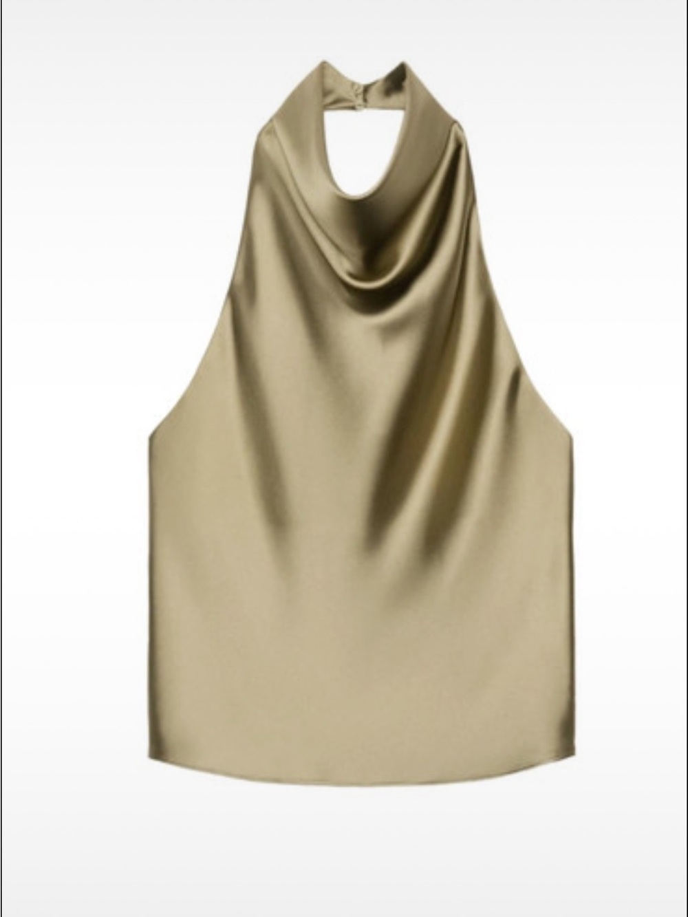 Zara Satin Halter Cowl Neck Top in Gold